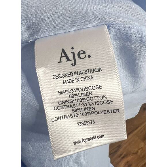 NEW Aje Adelia Ruffle Midi Dress AU 10 US 6 Light Sky Blue One Shoulder Midi - Picture 12 of 15